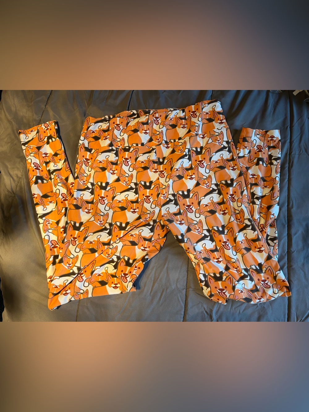 LuLaRoe Orange Corgi Print Leggings